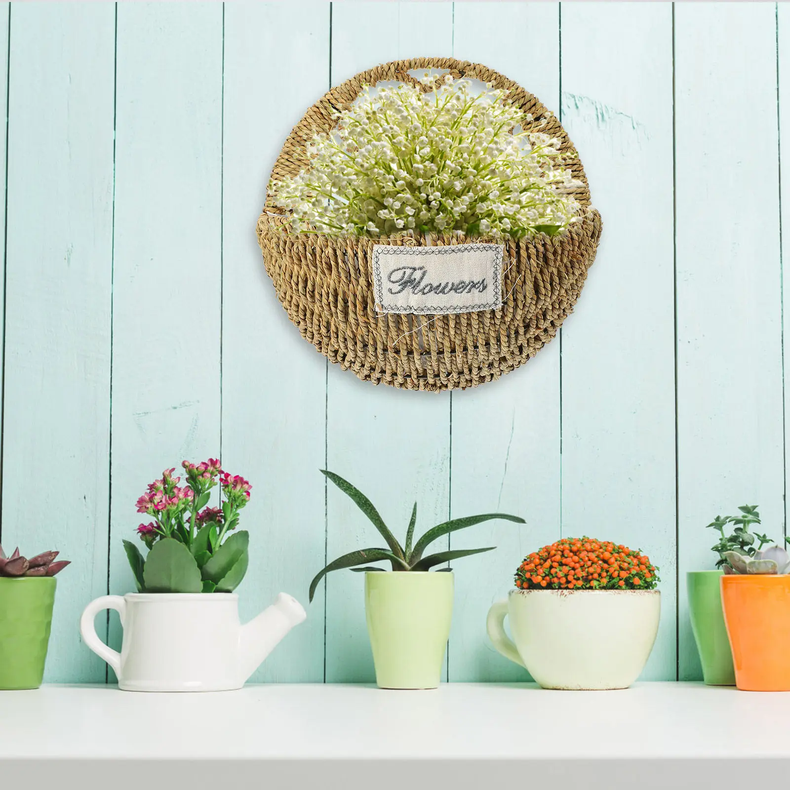 

Woven Hanging Flower Basket Heart Design Fine Craftsmanship for Dormitory Restaurant Balcony Wall Mount Plant Holder