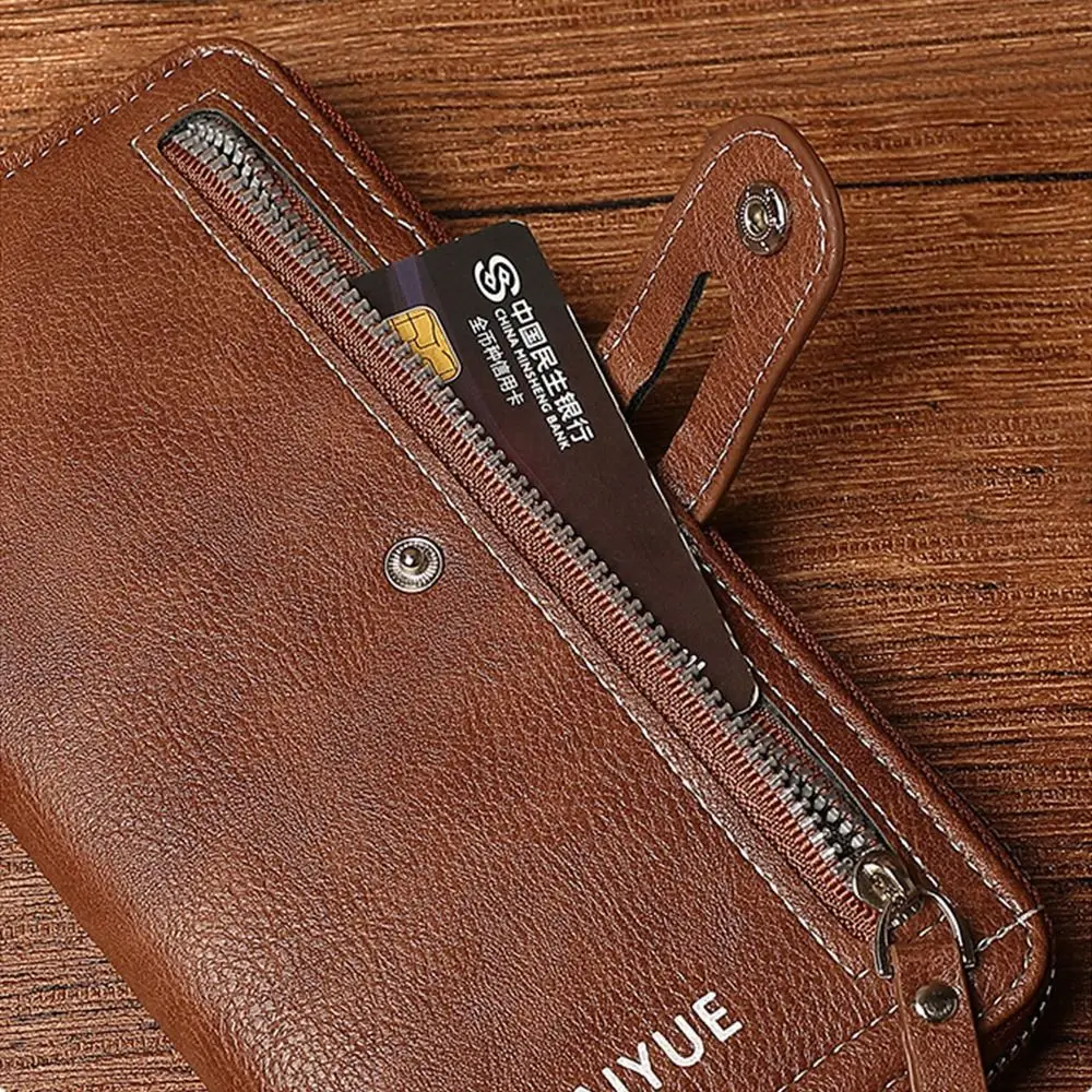 محفظة رجالية طويلة فاخرة سعة كبيرة طبقة مزدوجة محفظة الأعمال سستة بولي Leather جلد الرجال حقيبة صغيرة حامل بطاقة