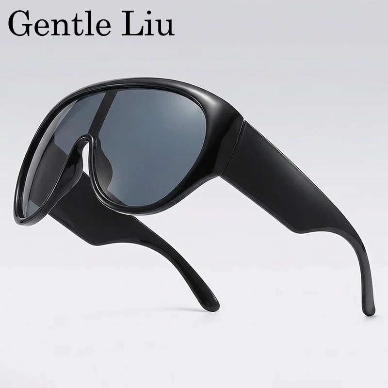 

2026 New Y2K Punk Oversized Shield Sunglasses Women Futuristic One-Piece Sun Glasses Steampunk Mask Eyewear Luxury Brand Shades