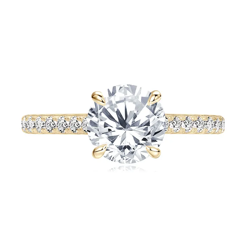 IOGOU Classic Round 8mm 2CT Moissanite Diamond Engagement Rings Luxury Fine Jewelry 925 Silver Original Wedding Gifts for Women