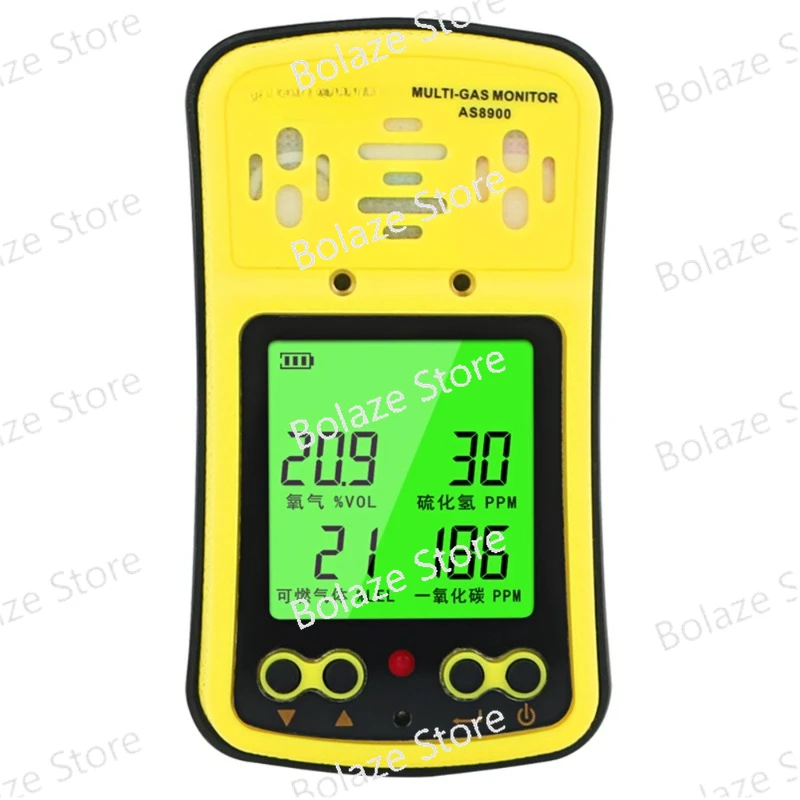 4-in-1 Gas Detector Industrial Combustible Gas Oxygen Carbon Monoxide Detection Alarm AS8900