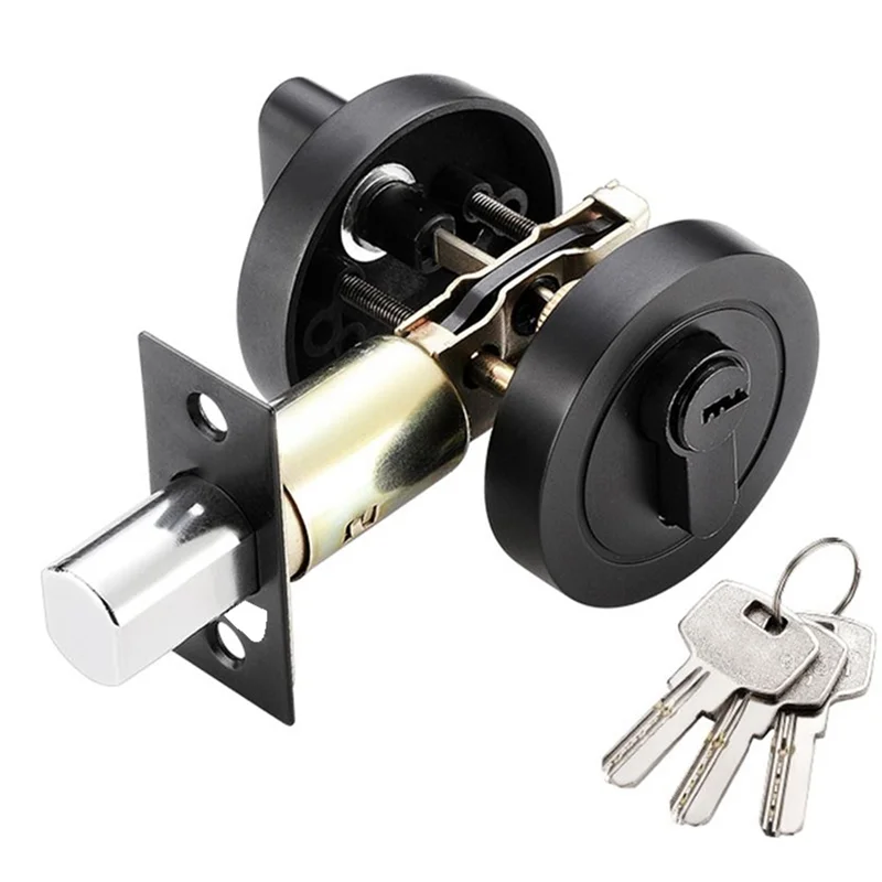 HRBAJ-Serratura per porta invisibile Bullone rotondo con chiave Serratura domestica per interni per porte in legno/ferro Serrature di sicurezza antifurto universali