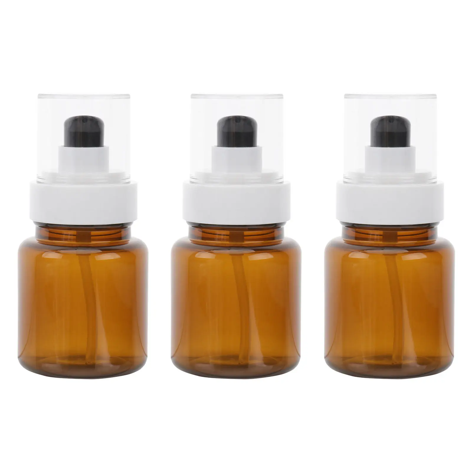 3Pcs 80Ml Brown Empty Pump Bottles for Essential Oil Perfume Nail Oil Travel Refill Portable Eco Friendly Uv Protection