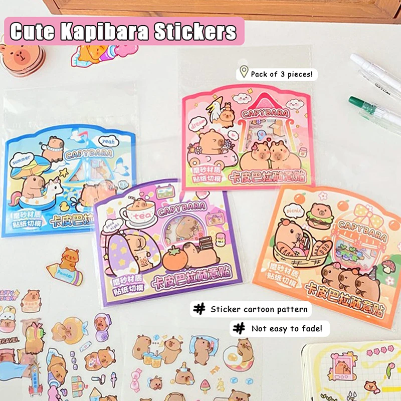 2Set Transparent Waterproof Kawaii Capybara Decoration Stickers Cartoon Cute Capybara Decals Novelty Funny Stickers Gifts