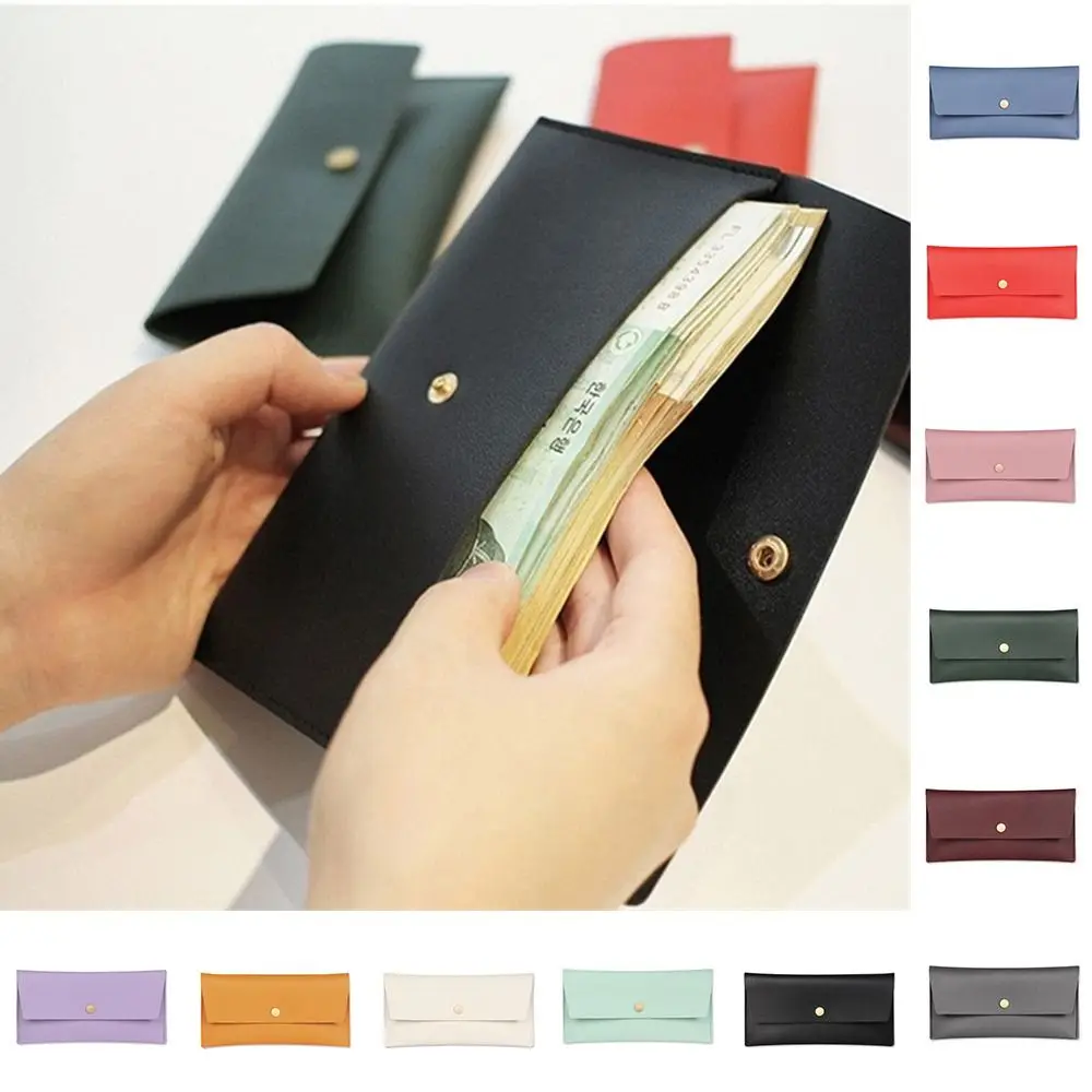 Temperament PU Leather Envelope Wallets Korean Style Multifunctional Women Long Clutch Bag Portable Coin Purse Change Bag Female