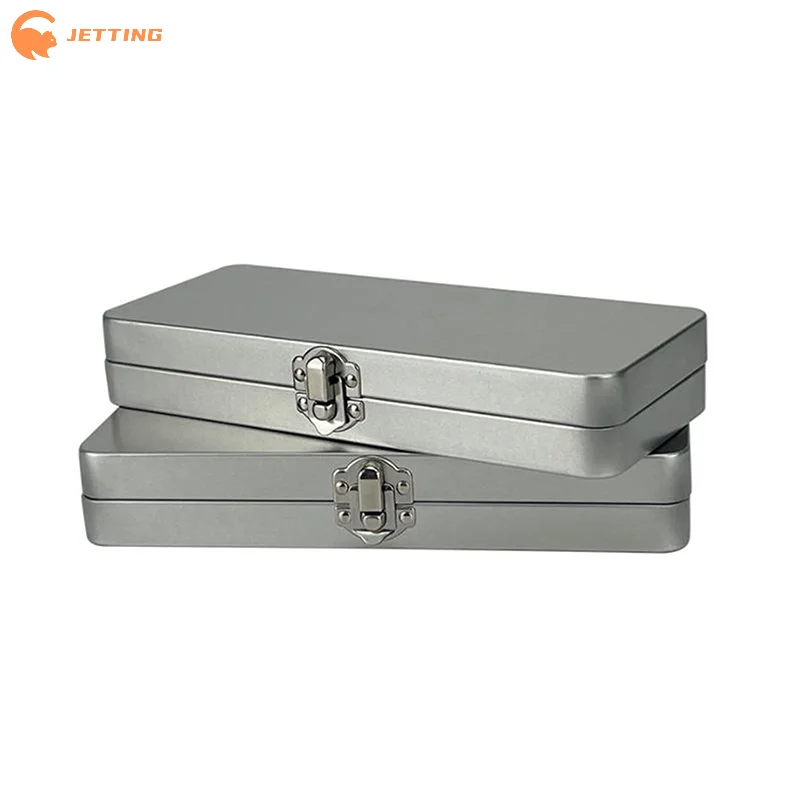 (New) 1PCS Silvery Gray Metal Rectangular Box With Lid-Ideal For Bills,Cosmetics,Office Supplies Storage-Perfect For Home,Office