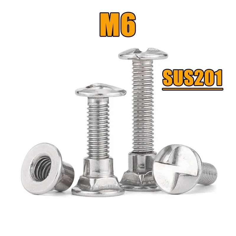 Anti-Theft 201 Stainless Steel S-Type Guardrail Security Screws & Tamper-Proof Nuts One-Way Slotted M6 Fasteners Outdoor Use