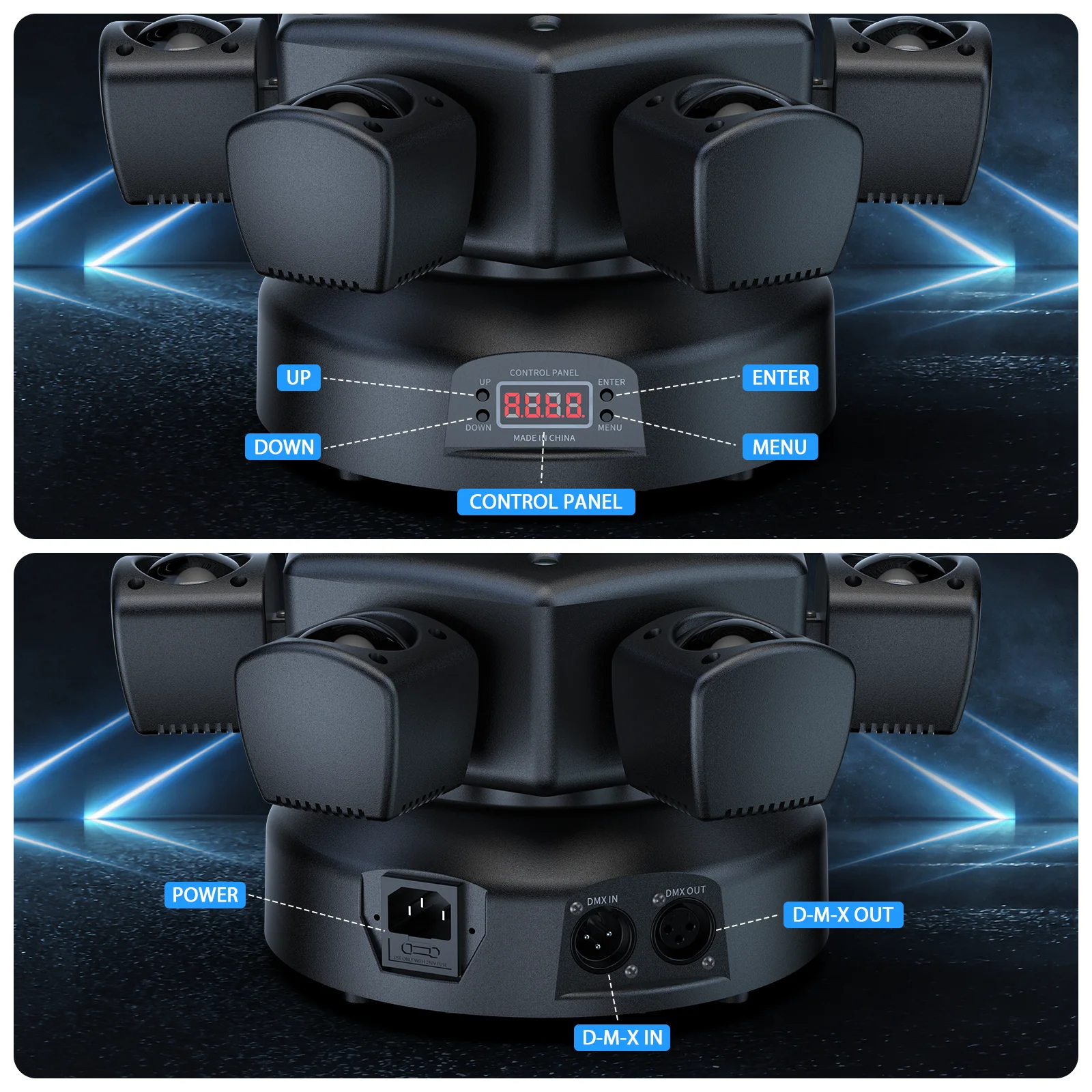 U'King 100W 6-Arm RGBW Beam Moving Head Light With Remote Control Rotating Strobe Stage Light DJ Light For Wedding Party Bar KTV