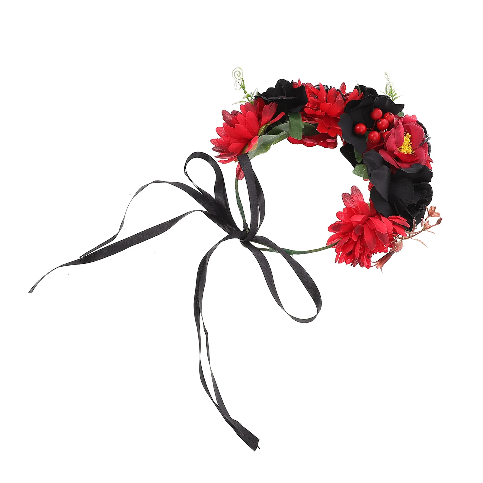 

1Pcs Floral Headpiece Adjustable Simulated Rose Garland Head Decor for Kids Women Holiday Party Carnival Photography Black