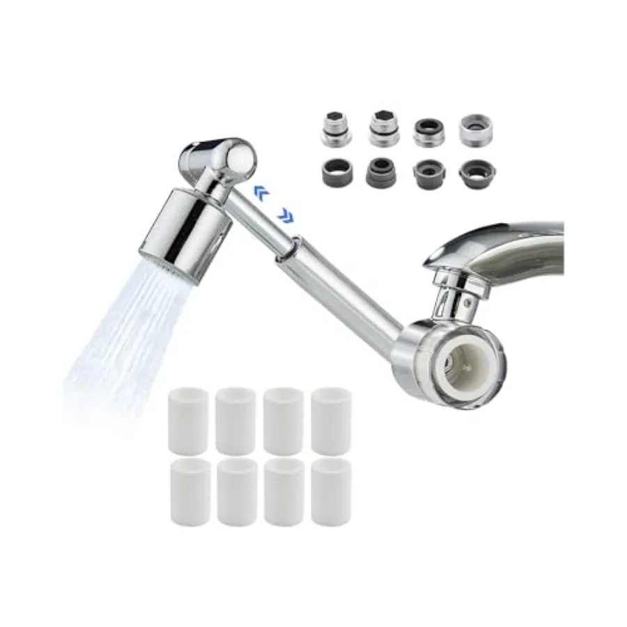 

1440 ° Вращающийся удлинитель-аэратор для смесителя с фильтром для воды, 2 режима, поворотный, для ванной/кухни, для умывания лица и глаз, латунный, с длинным изливом, E