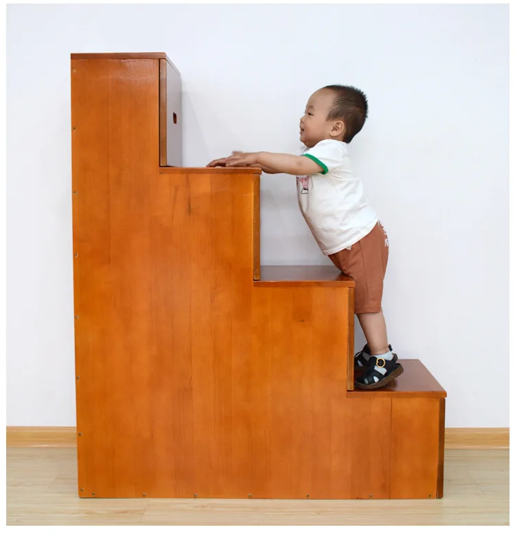 

Solid wood household dual-purpose drawer locker upper and lower bunk storage cabinet steps wooden ladder balcony attic stairs