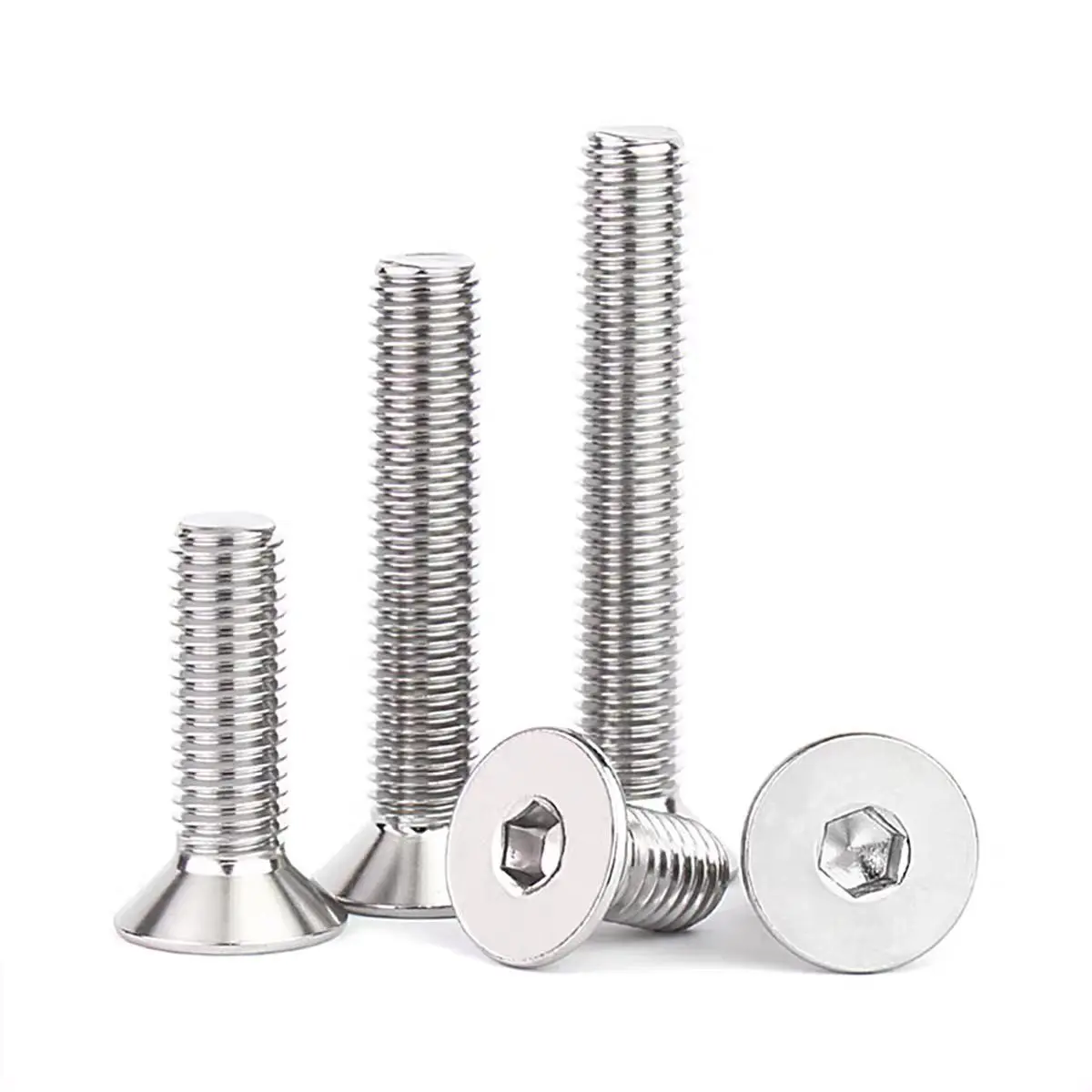 304 Stainless Steel Screws, Countersunk Head Hexagon Socket Screws, Din7991 Flat Head M4M5M6M8M10M12M16