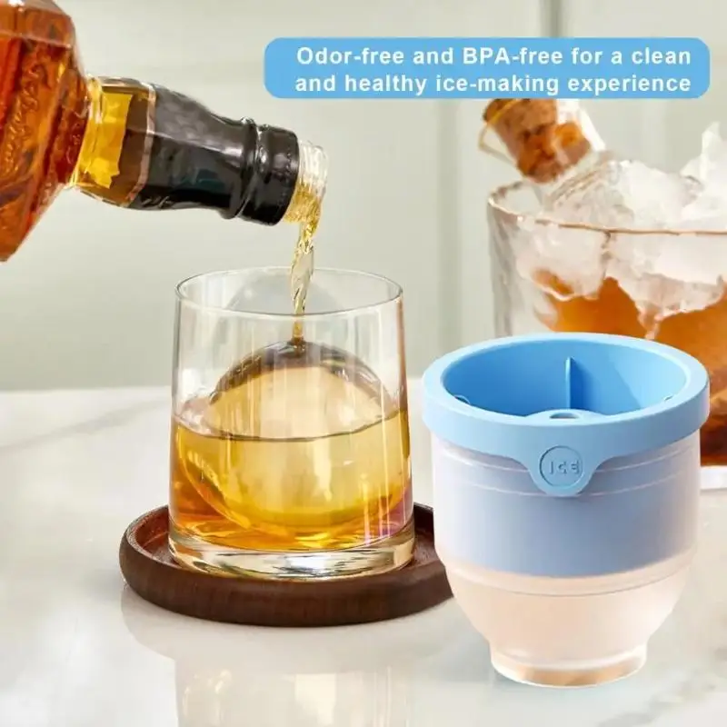 【M】6cm Diameter Ice Ball Maker Round Silicone Ice Mold To Cocktails Bourbon Sphere  Tray Stackable Kitchen Bar Tool