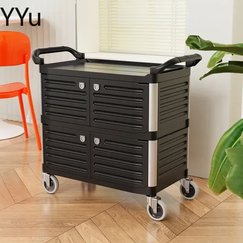 for Three Tier Dining Cart Restaurant Dish Collection Trolley with Wheels Busboy Utility Service Tray Plate Bowl Trash Bin