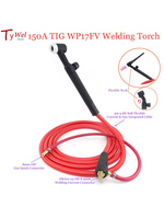 150A 3m WP17FV TIG Welding Torch Soft Red Hose Argon Tungsten Arc Flexible Gas Valve Quick Connector WP17 Welder Gun