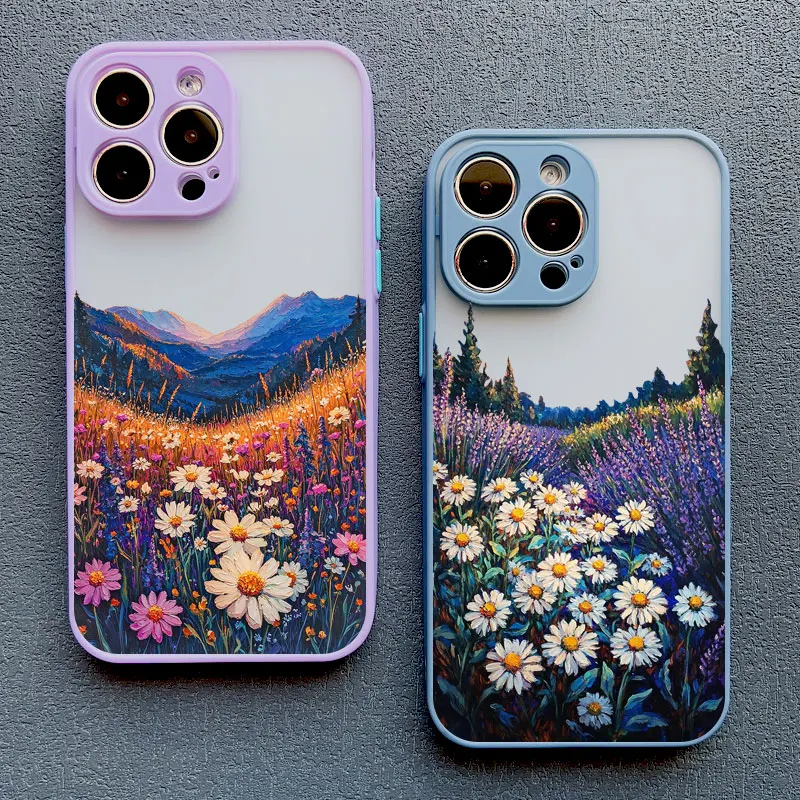 INS Intermountain Gänseblümchen-Blumendruck Handyhülle für iPhone 17 16 15 14 Pro Max Plus 13 12 Mini 11 Pro Max XR XS X Rückseiten-Cover – Detail 11