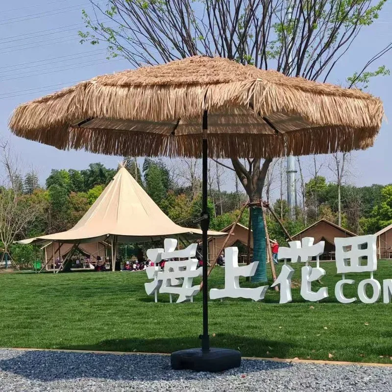 Outdoor straw umbrella Thatched  agritainment Garden umbrella Internet celebrity camp  Simulation straw