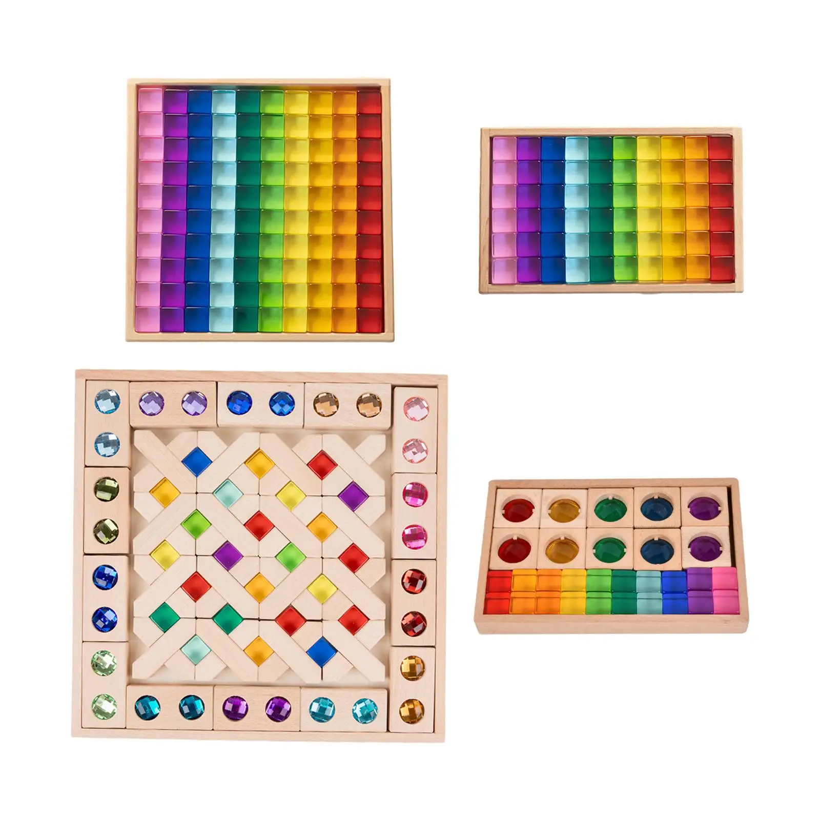 Translucent Rainbow Building Cubes Set Unique Sensory Training Building Blocks