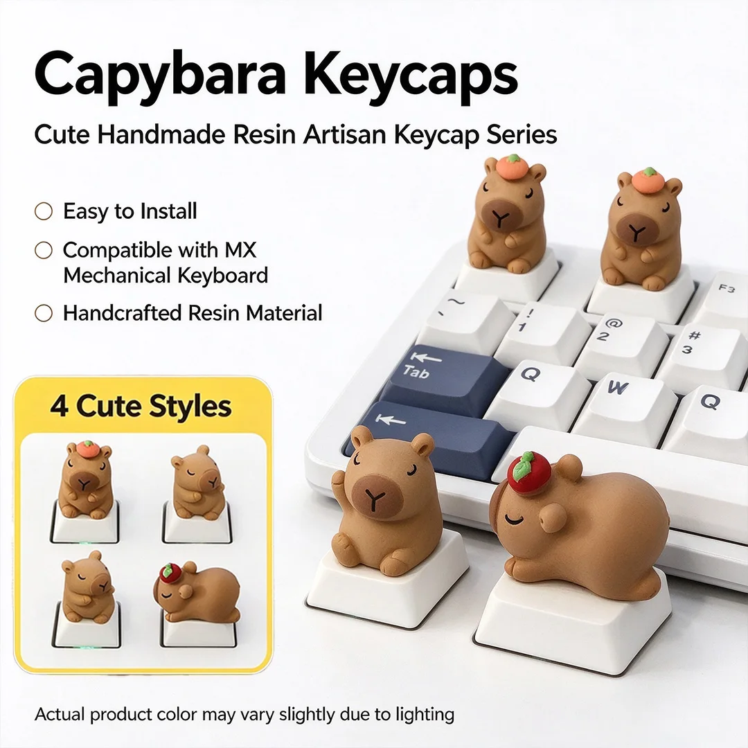 Resin Capybara Keycap, Kawaii Cute Animal Key Cap for Cherry MX Switch Gaming Keyboard Gift