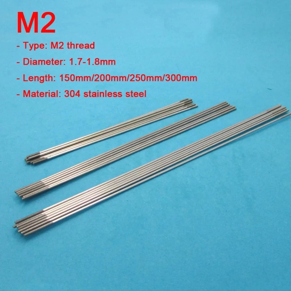 5pcs Tie Rod Linkage Push Rod M2 150/200/250/300mm Stainless Steel Threaded Tie Push Rod For RC Airplane RC Airplane Helicopter