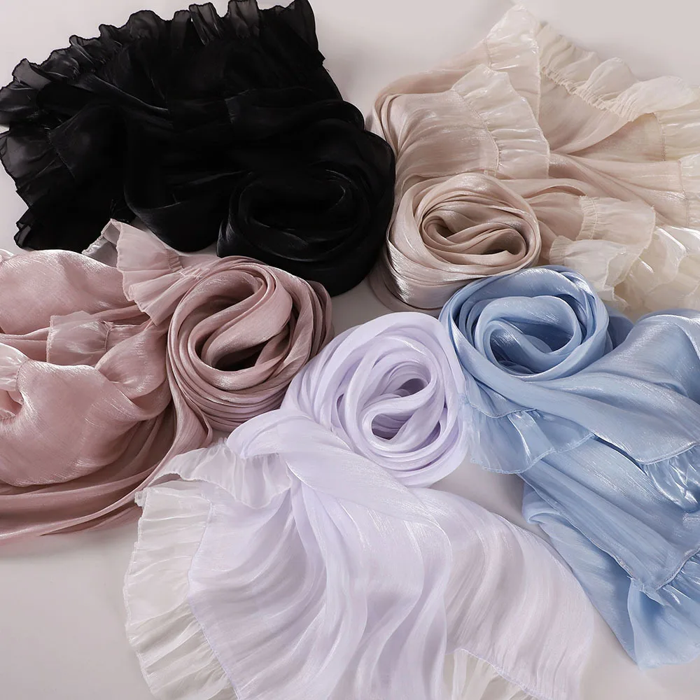 Women Hijab Scarf Premium Chiffon Muslim Hijab Plain Maxi Wrap Musulman Femme Solid Color Shawl Cover Headscarf Turbante Mujer