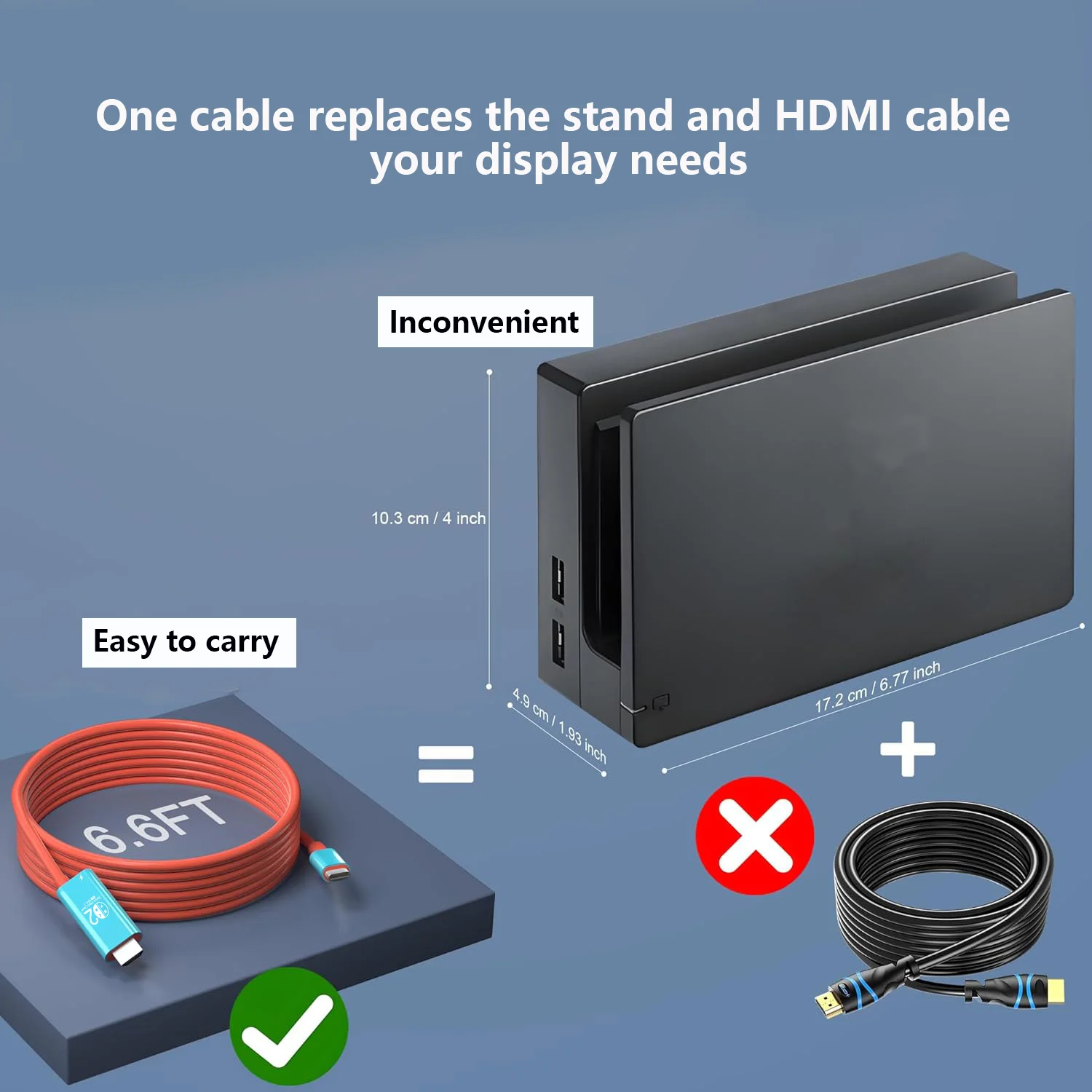 Type C to HDMI Cable 4K@60Hz PD 100W Fast Charging 2M HD Adapter For Switch 1/2 Laptop iPhone Monitors Handheld Game Devices