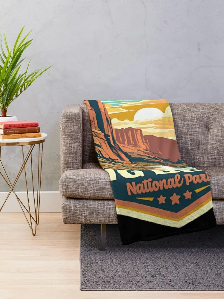 Big Bend National Park Vintage Wpa Style National Parks Art Throw Blanket Giant Sofa Decorative Beds Blankets