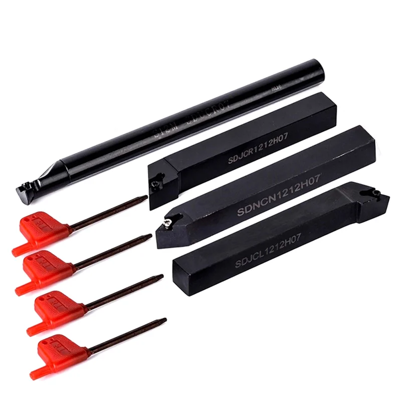 

ABRS-4X 12Mm Lathe Turning Tool Holder Boring Bar DCMT 10Pcs 0702 Carbide Insert Handle Andwrench Forlathe Turning Tool