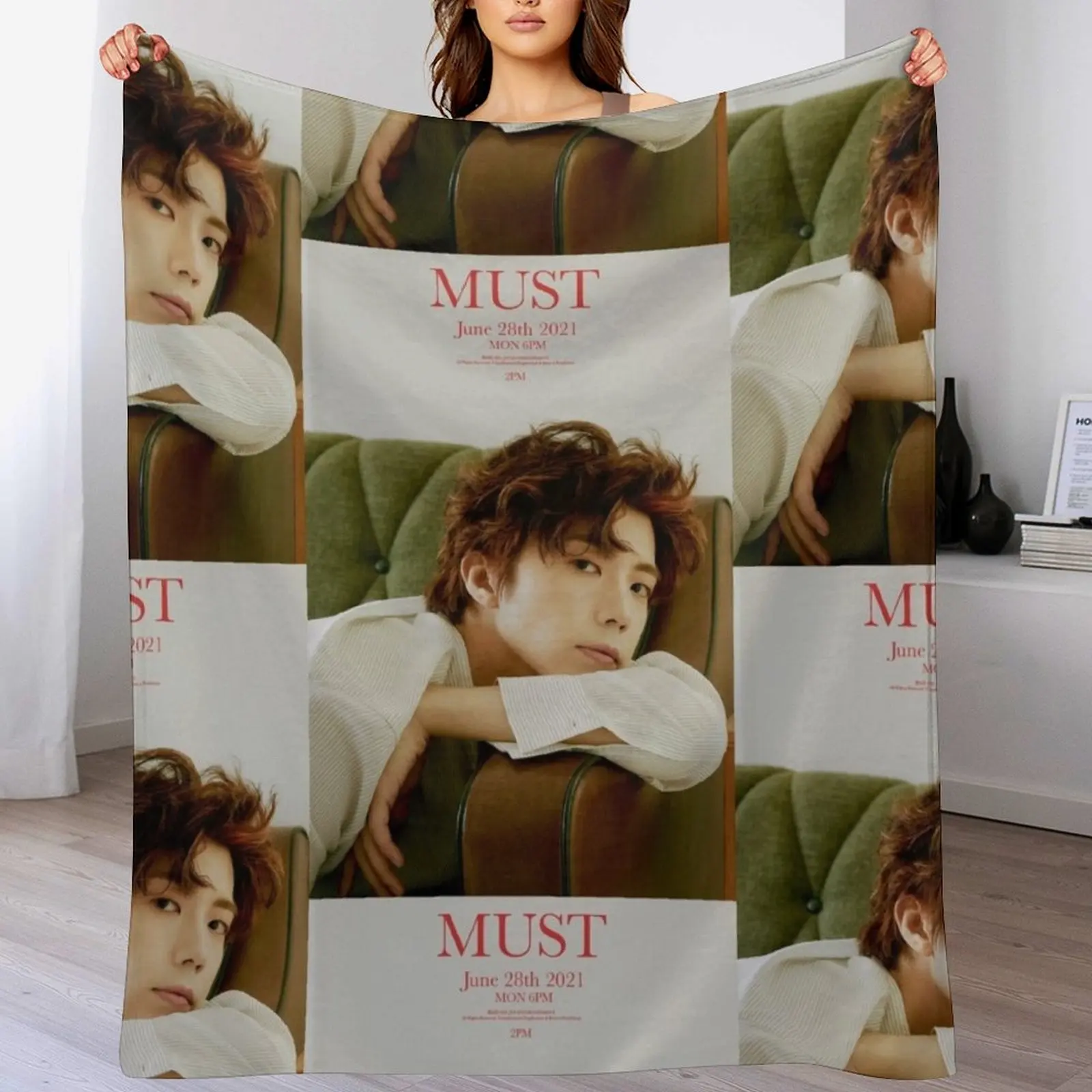 

New WOOYOUNG 2PM - MUST Throw Blanket For Sofa Thin For Baby Flannels Retros Blankets