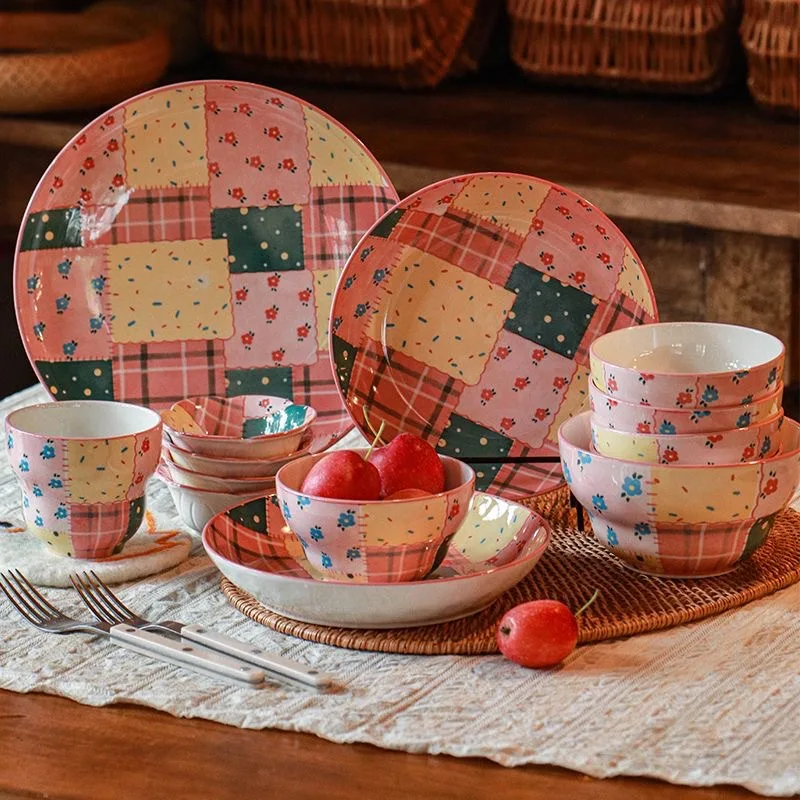 

HYS tableware color patchwork underglaze color tableware ceramic bowl household high value bowl ceramic tableware