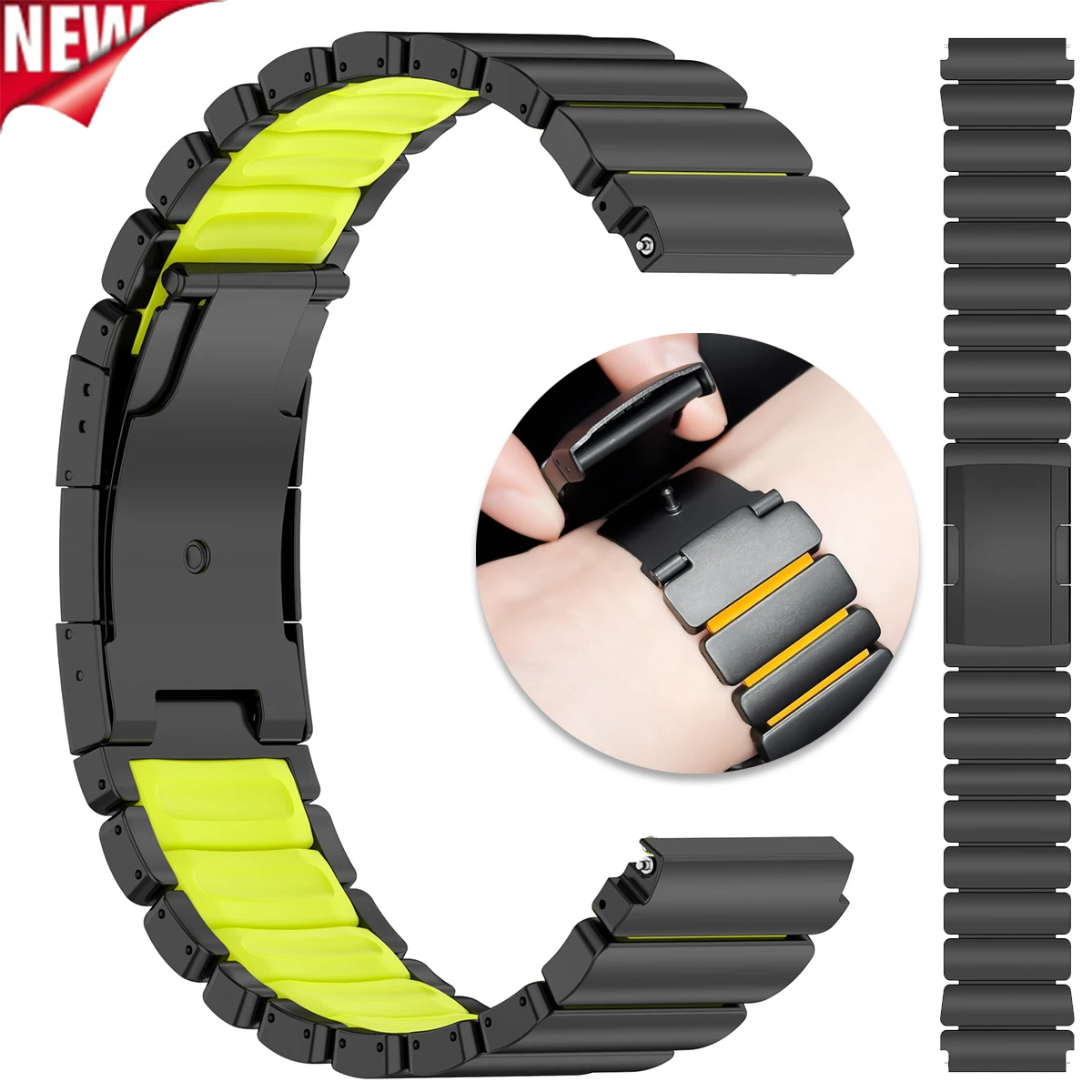 22mm Titanium Band for Huawei Watch GT6Pro/GT6 GT5 GT4 46mm Ultimate Metal Rubber Band for Amazfit Watch Balance Active Bracelet