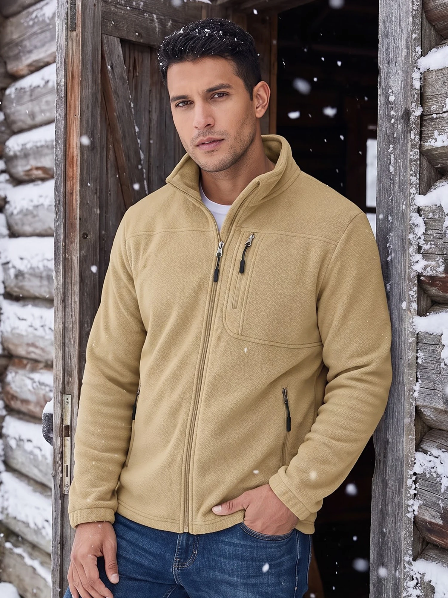 Herren Warme Polarfleece-Jacke mit Vollreißverschluss, Windbreaker mit mehreren Taschen, Arbeits- und Wanderjacke für Herbst & Winter – Detail 9