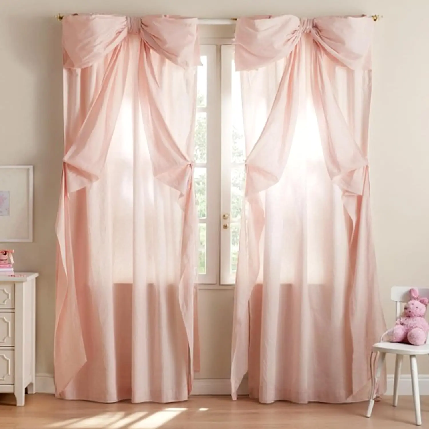 1 Panel Licht Jade Bowknot Vorhänge Licht Jade Vorhänge für Kinder Schlafzimmer Bowknot Fenster Vorhänge Kinder Mädchen Zimmer Dekoration