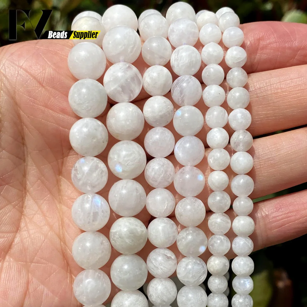 6/8/10/12mm Natural Stone Beads Blue Moonstone Round Loose Spacer Beads For Jewelry Making Handmade DIY Charm Bracelet Necklace