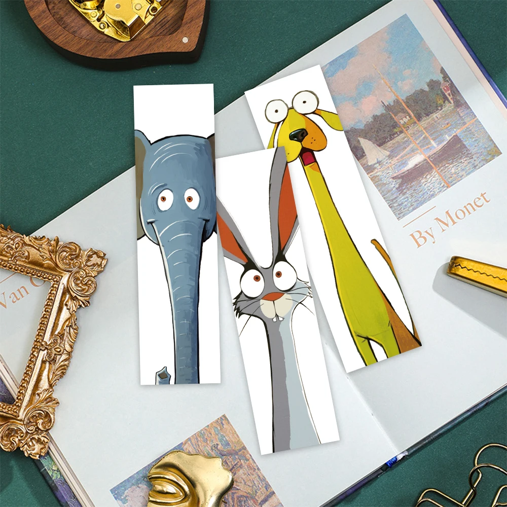 30Pcs Funny Animal Bookmarks Cute Simple Annotated Bookmarks Creative Junk Journal Material Decorations Gifts