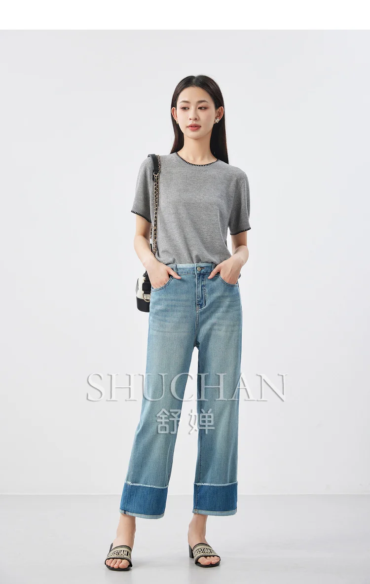 

New Fashionable Retro Washed High Waisted Jeans Women COTTON Polyester LYCRA Pantalon Pour Femme