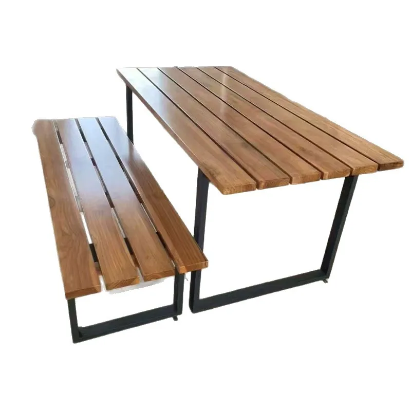 Park chair, outdoor bench, anti-corrosion wooden bench, stainless steel outdoor seat, courtyard landscape lounge chair
