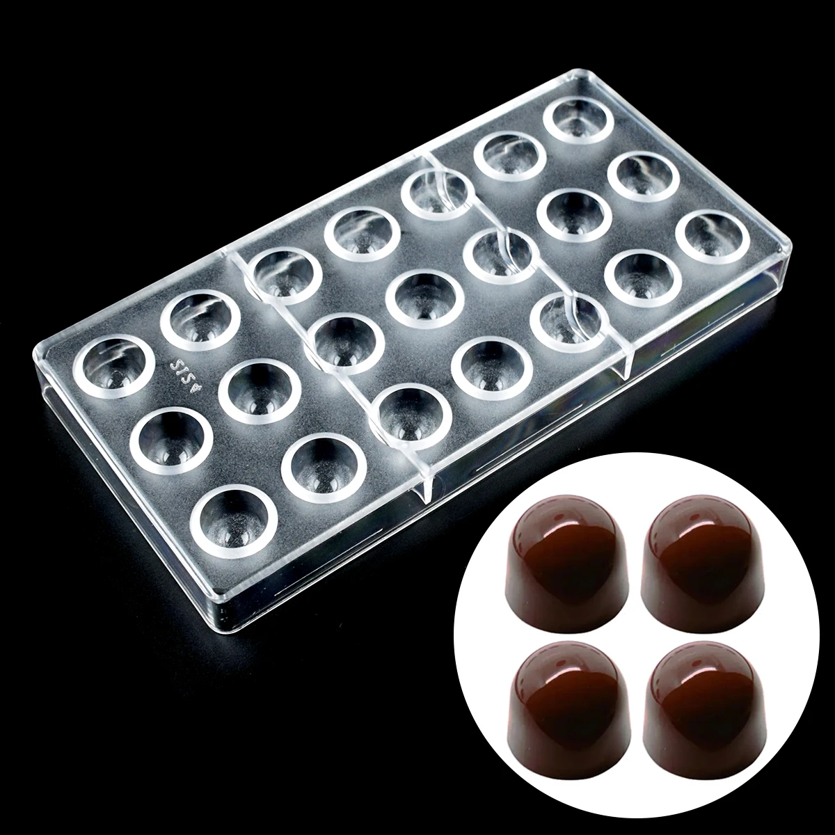 Molde de Chocolate en forma de bala, policarbonato de 0,95 pulgadas, 21 cavidades, 8 g/piezas, bonbones, dulces, confitería, hornear, herramientas de pastelería