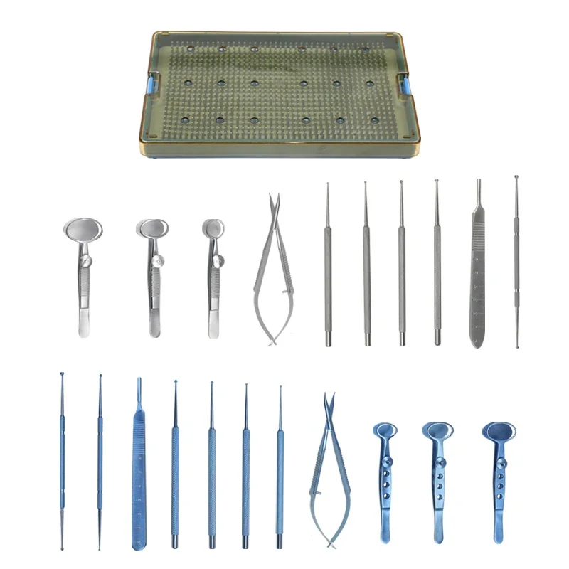 

Titanium Alloy/Stainless Steel Chalazion Curette Set with Sterilization Box Blade Handle Ophthalmic Surgical Instrument