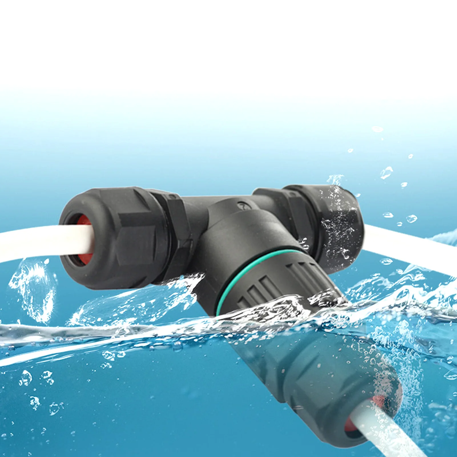 3Pcs Three-way IP68 Waterproof Connector Electrical Cable T Shape Outdoor Industrial Accessories Three-pin Connector