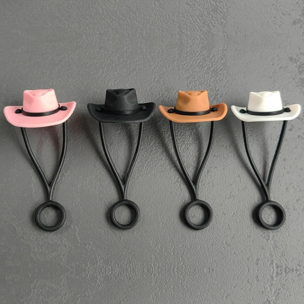 Sombrero de vaquero de silicona para hombre y mujer, cubierta de paja reutilizable, con punta bonita, accesorios para regalo, 4 piezas