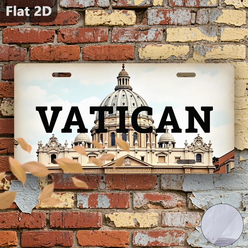 2D Flat, 1pc, Solely for Decoration Decoration, Outdoor Signs& Wall Decor(12.0inch X 5.9inch), St Peters Basilica Vatican, Retro