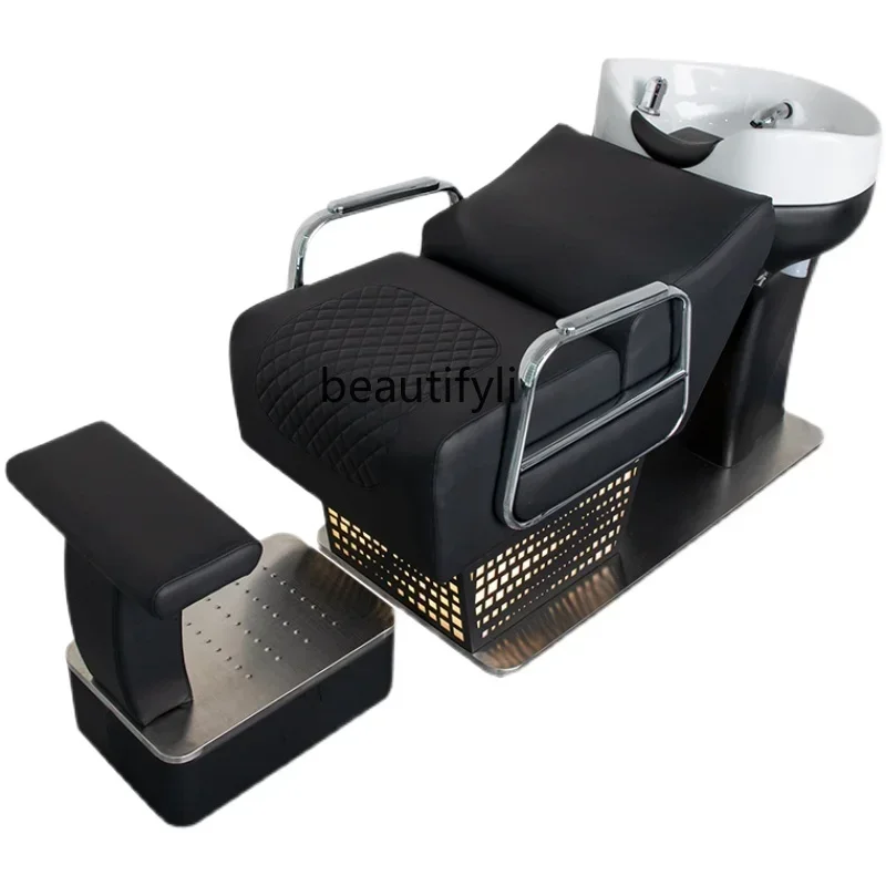 

z1Ceramic Deep Basin Lying Half Shampoo Chair Hair Saloon Dedicated with Light Hair Salon Massage Flushing Bed