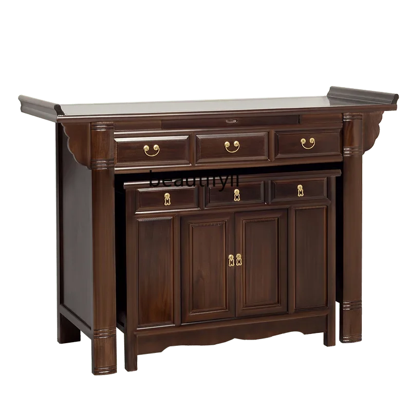 Cy Solid wood altar Buddha stands for home incense table god table cabinet worship new Chinese style platform modern simple