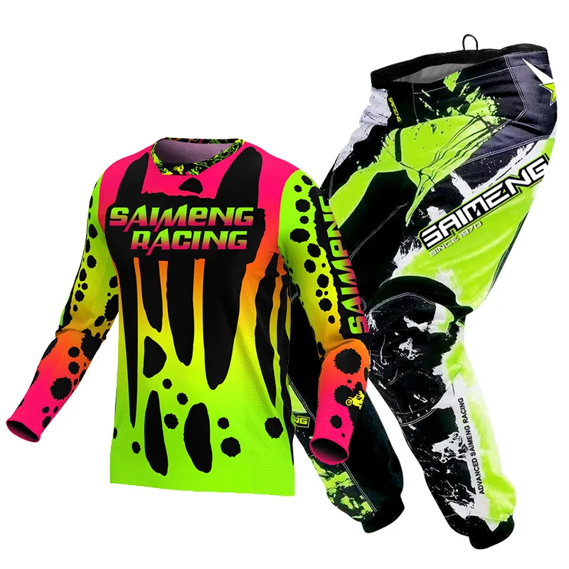 

Motocross Jersey Pant Kits Enduro Mens Women Motorcycle Off-road cross MX racing suit MTB green blue red yellow orange black