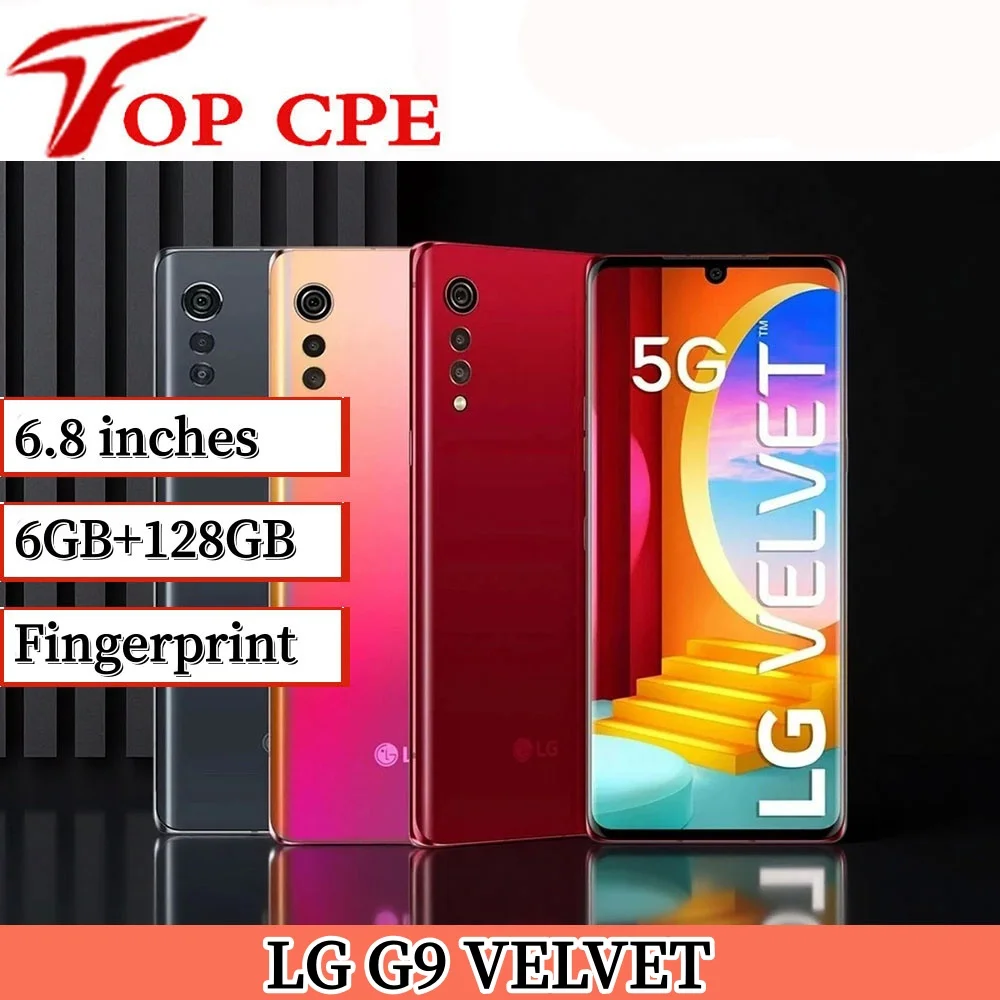 Smartphone LG G9 VELVET version US/KR, double SIM, 5G, NFC, lecteur d'empreintes digitales, 6/8 Go + 128 Go, 48 MP + 16 MP, processeur octa-core.