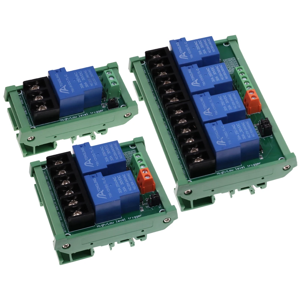 1 طريقة 2 4 قناة وحدة التتابع 30A مع عازل optocoupler 5 فولت 12 فولت 24 فولت يدعم الزناد ثلاثية عالية ومنخفضة مع دليل السكك الحديدية
