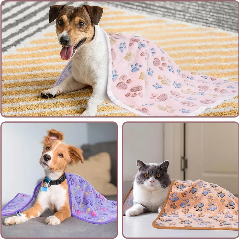 New Pet Blanket Cute Dog Paw Pattern Soft Fluffy Pet Mat High Quality Flannel Warm Comfortable Cartoon Blanket for Cat Dogs Gift