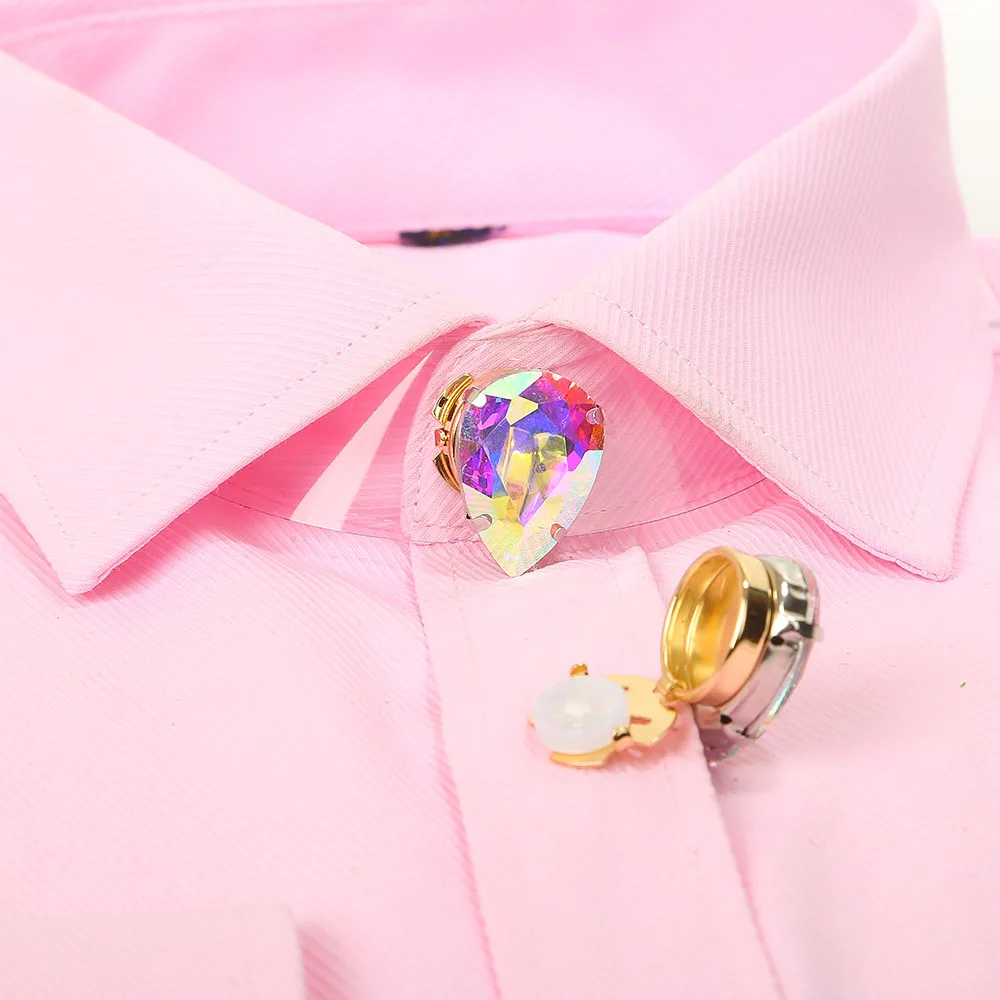 2pcs DIY Crystal Glass Buttons Cute Shirt Button Cover Decoration Women\'s Rhinestone Cufflinks Clothing Accessory for Dresses