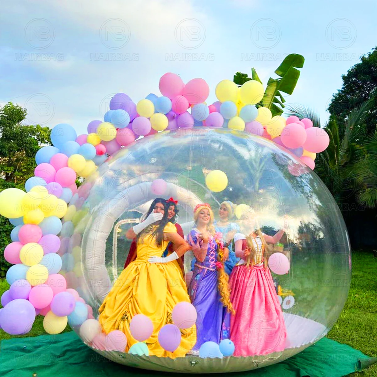 Naibag cúpula balão bolha casa tenda comercial pvc claro bolha casa com bomba de ar ventilador 10 pés para crianças festa adulto casamento
